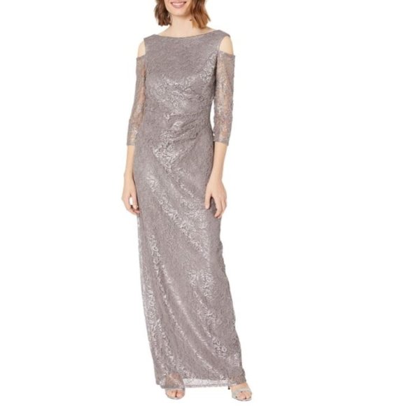 Marina Women's Slim Long Lace Christmas Party Dress Ball Gown - Picture 2 of 6